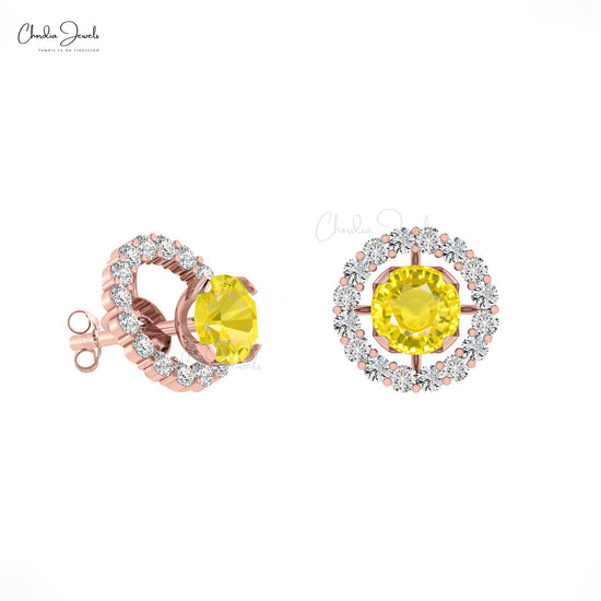 Buy Yellow Sapphire Halo Earrings