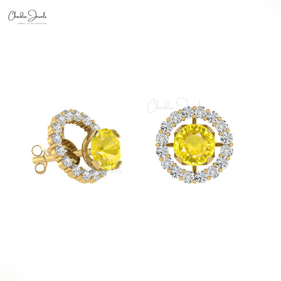 Buy Yellow Sapphire Halo Earrings