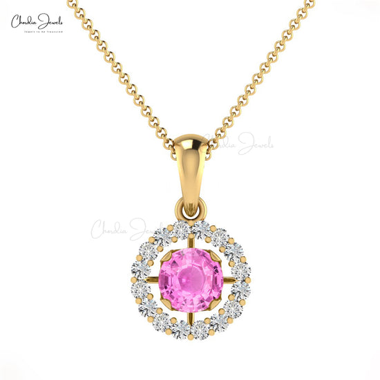 Shop Pink Sapphire Halo Pendant