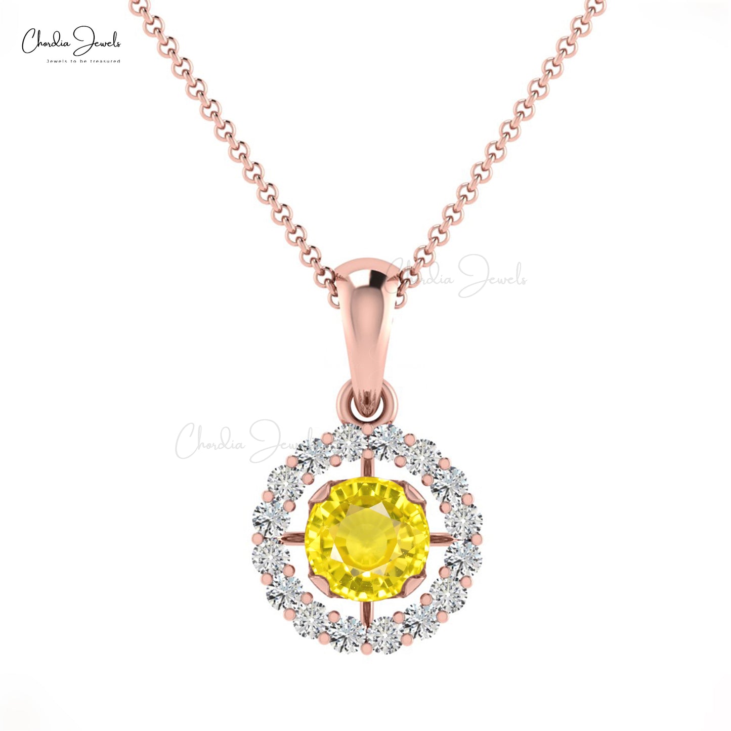 Buy Yellow Sapphire Halo Pendant