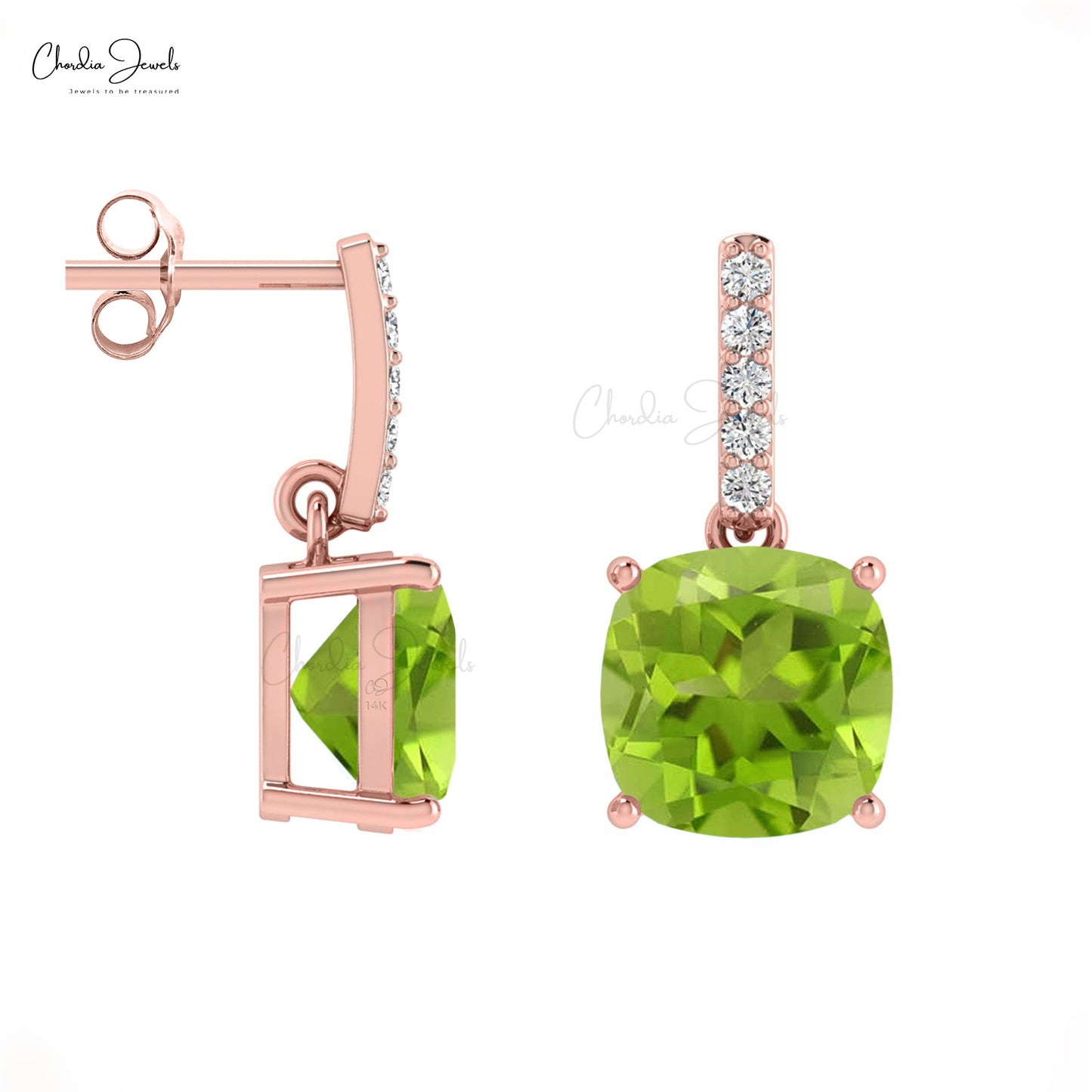 Gold Rhombus with Peridot Stud Earrings - Tales In Gold