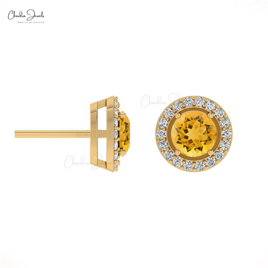 Buy Natural Citrine Halo Earrings