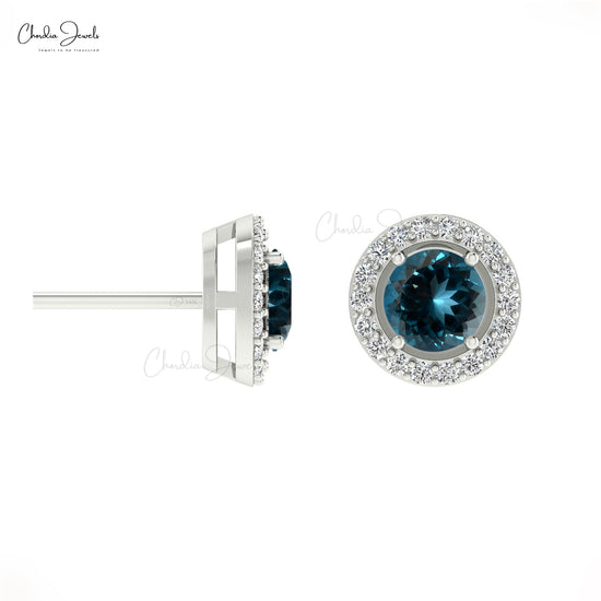 Buy London Blue Topaz Halo Earrings