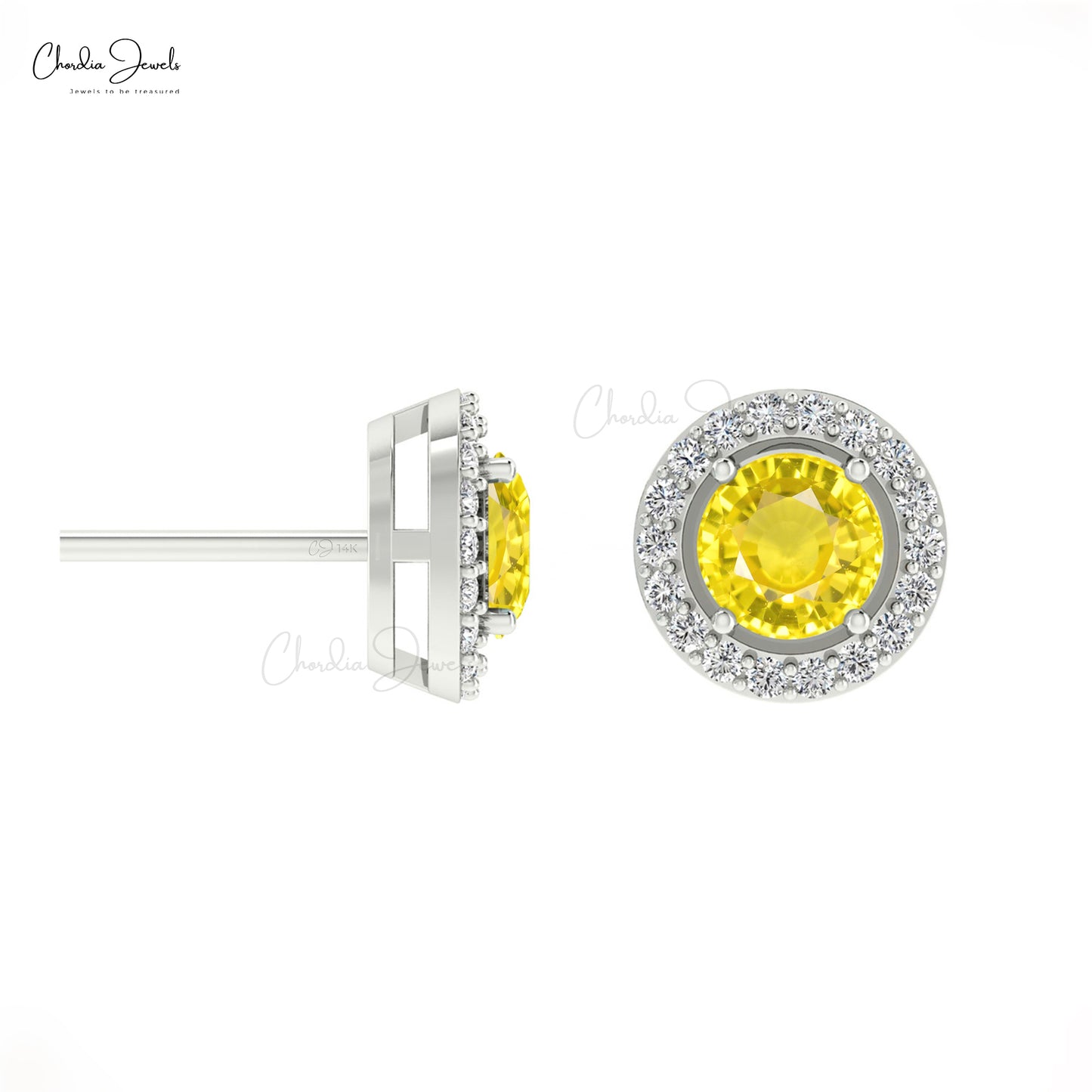 Natural Yellow Sapphire Halo Earrings