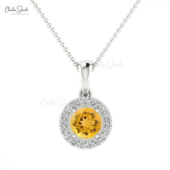 Shop 4mm Citrine Halo Pendant