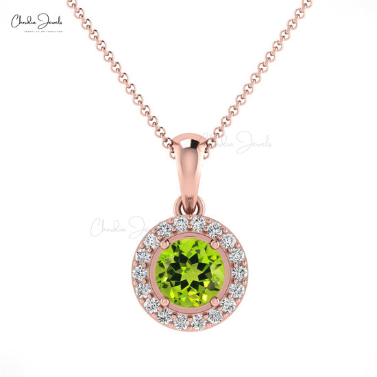 Buy 4mm Round Peridot Halo Pendant