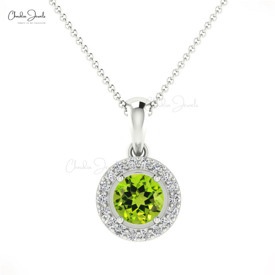 Buy 4mm Round Peridot Halo Pendant