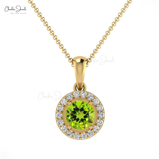 Buy 4mm Round Peridot Halo Pendant