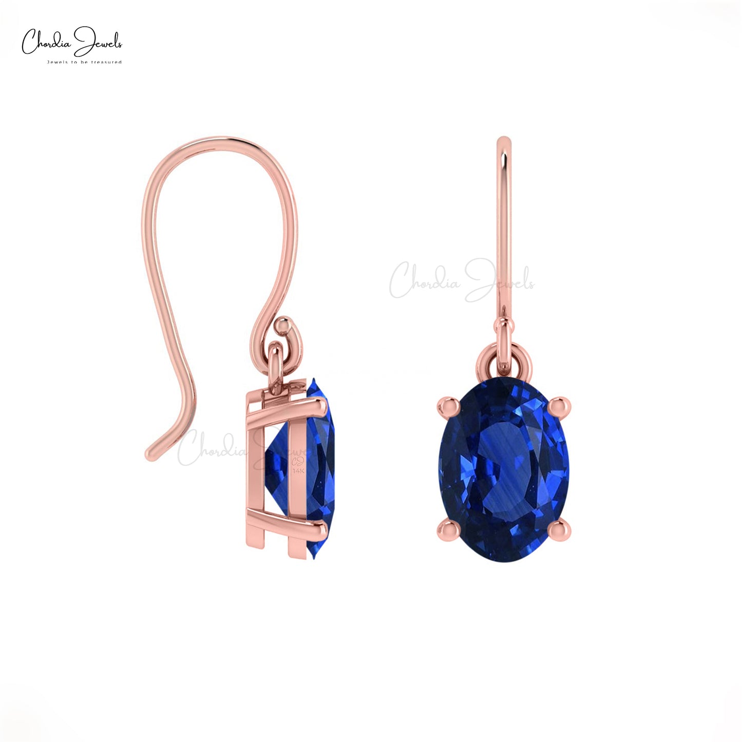 Blue Sapphire Dangle Earrings