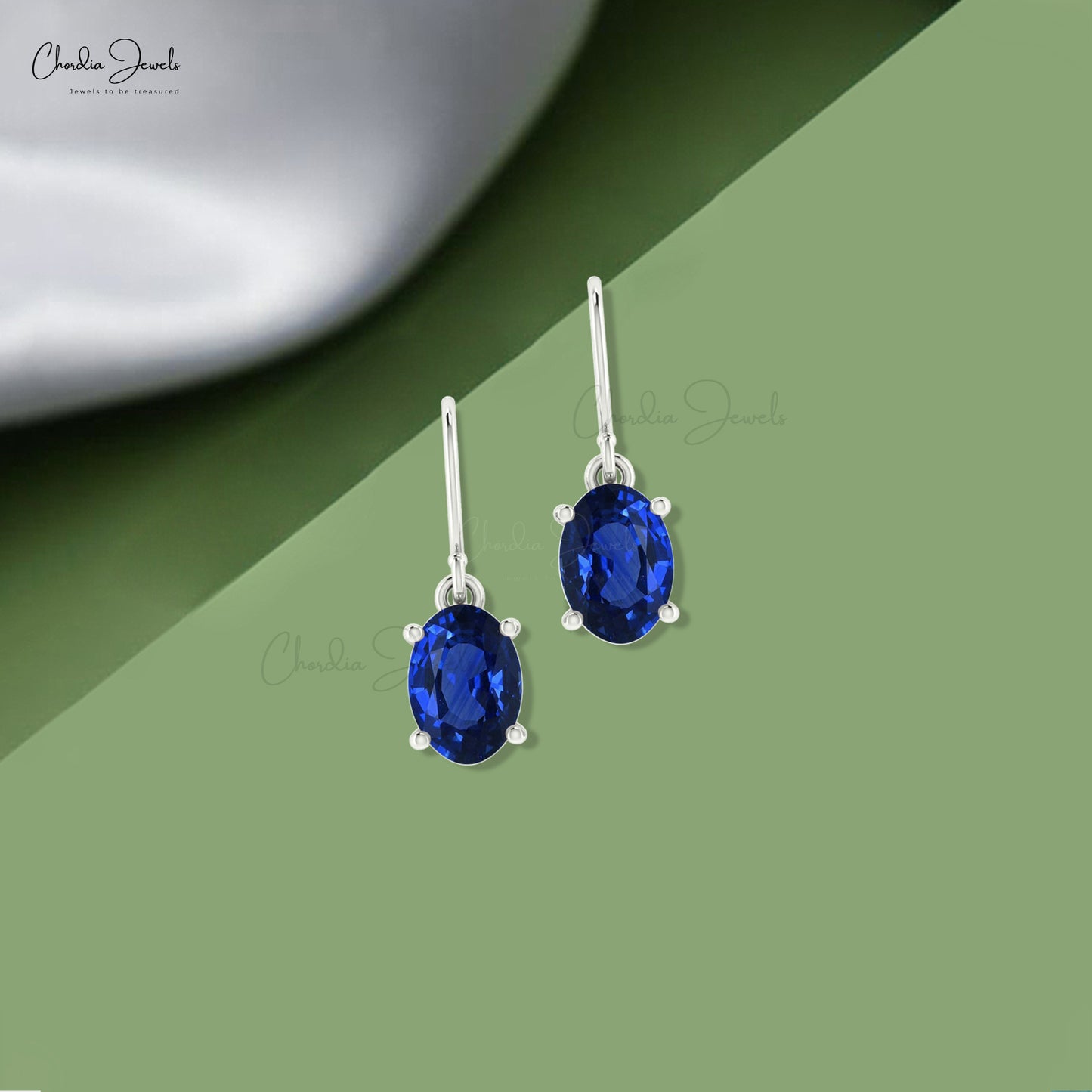 Iconic Blue Sapphire Prong Set Earrings 1.44Ct Oval Cut Genuine Gemstone Dangler Earrings 14k Real Gold Art Deco Jewelry For Wedding Gift