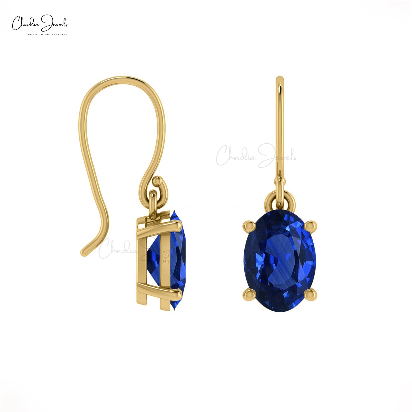 Blue Sapphire Dangle Earrings