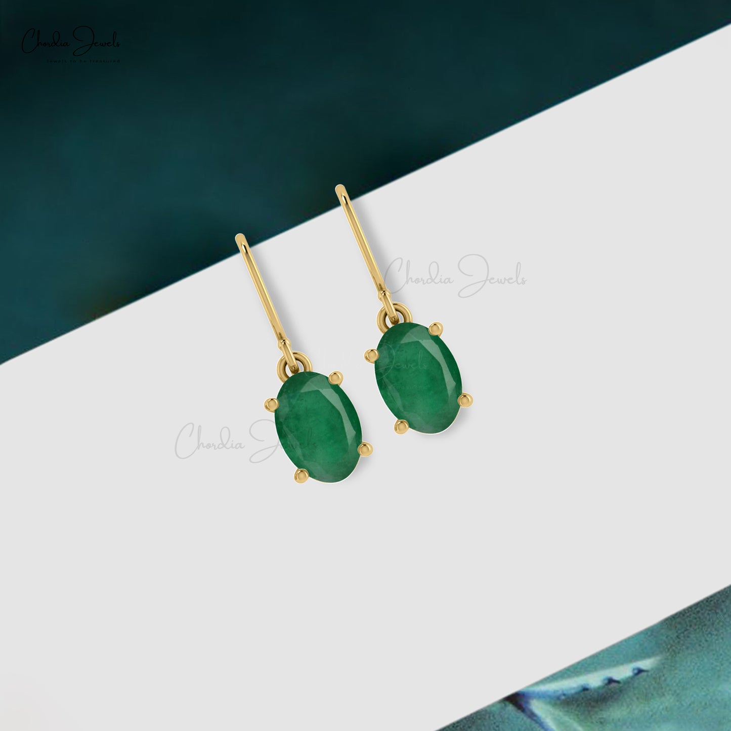 14K Gold Emerald Earrings