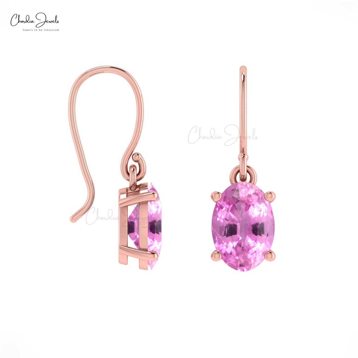 Pink Sapphire Dangling Earrings
