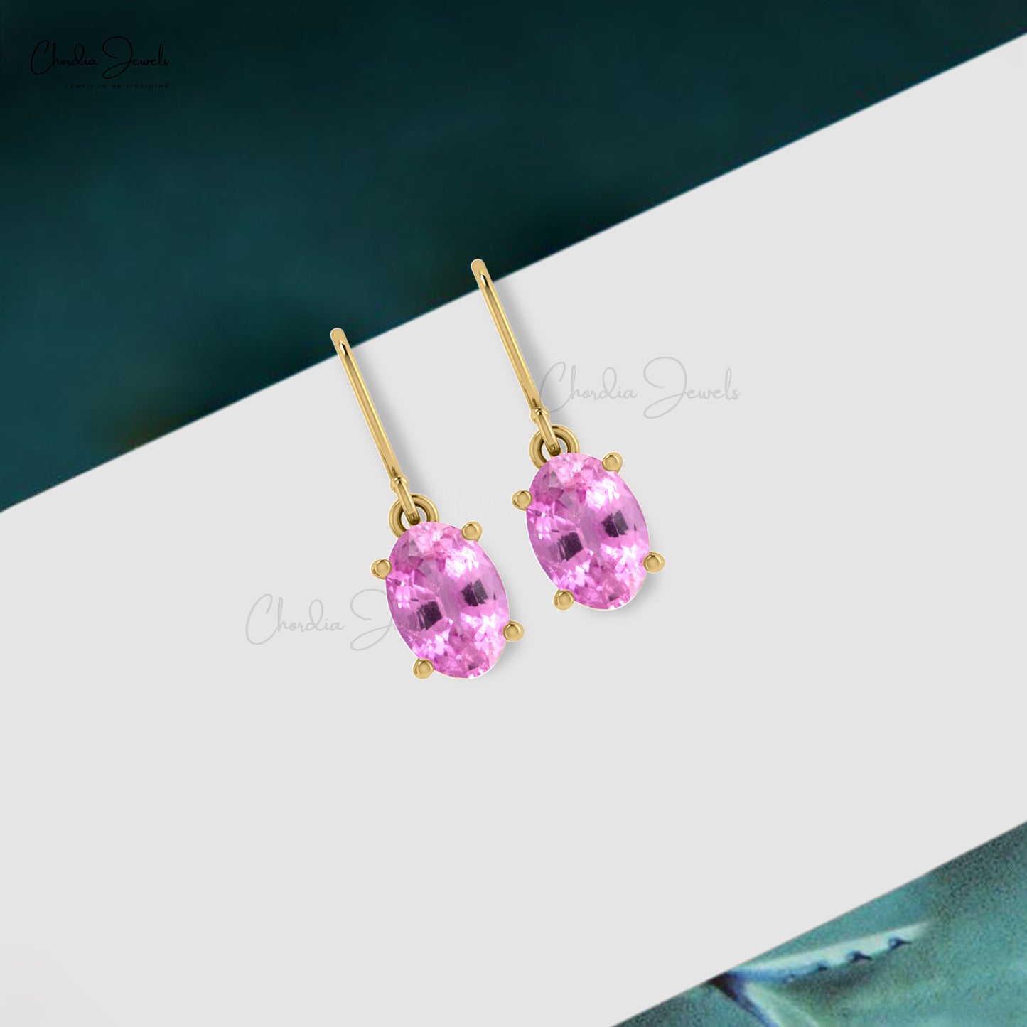 AAA Pink Sapphire Minimal Earrings  14k Real  Gold Fish Hook Earrings 7x5mm Oval Cut Natural Gemstone Fine Jewerly For Bridesmaid Gift