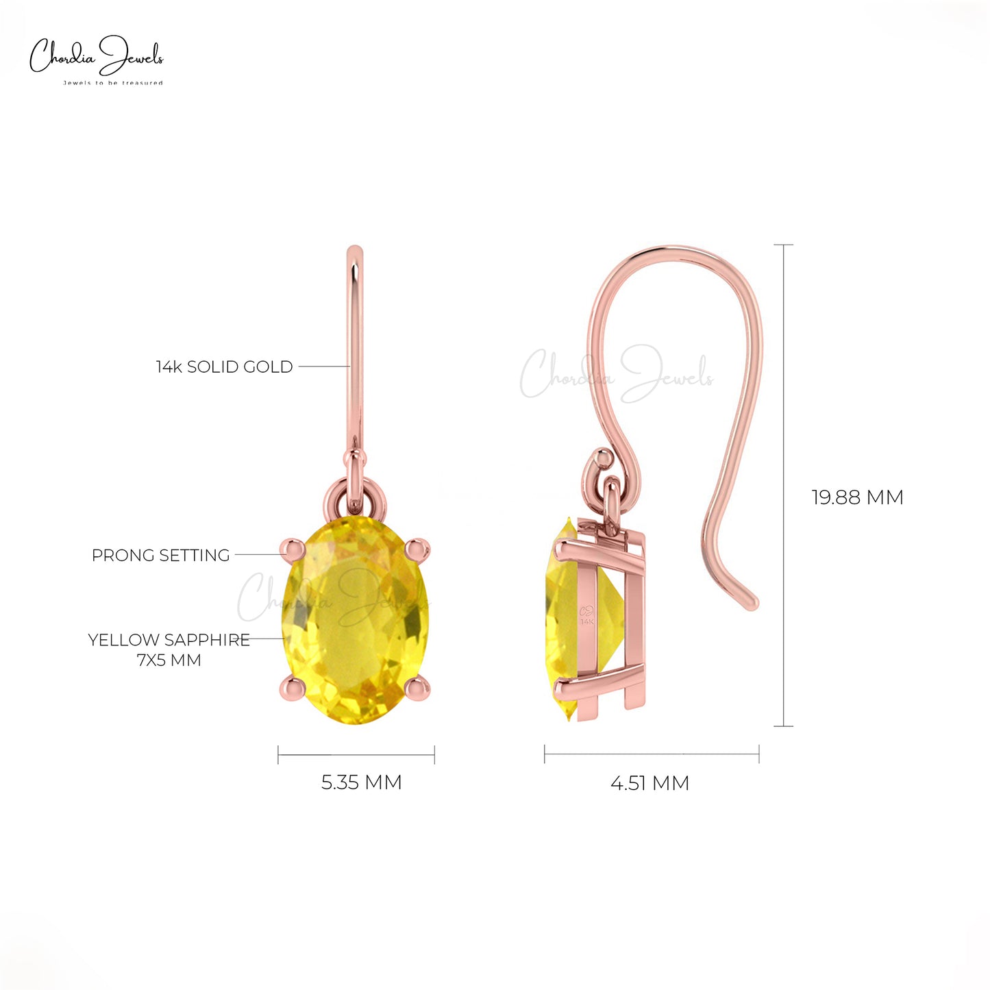 Delicate Yellow Sapphire Dainty Earrings 7x5mm Oval Gemstone Minimalist Studs Genuine 14k Real Gold Dangling Earrings For Fiance Gift