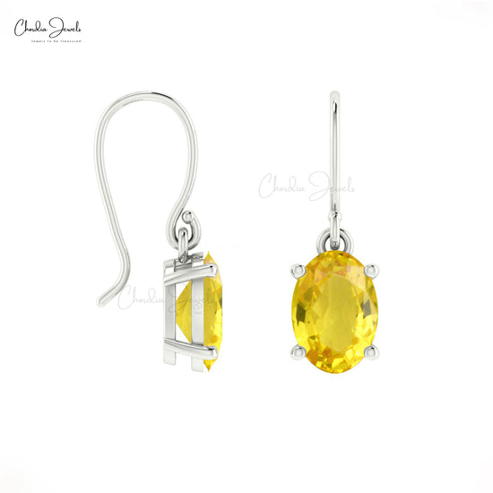 Long Hanging diamond Drop Earring With Blue Sapphire In 14K Yellow Gold |  Fascinating Diamonds