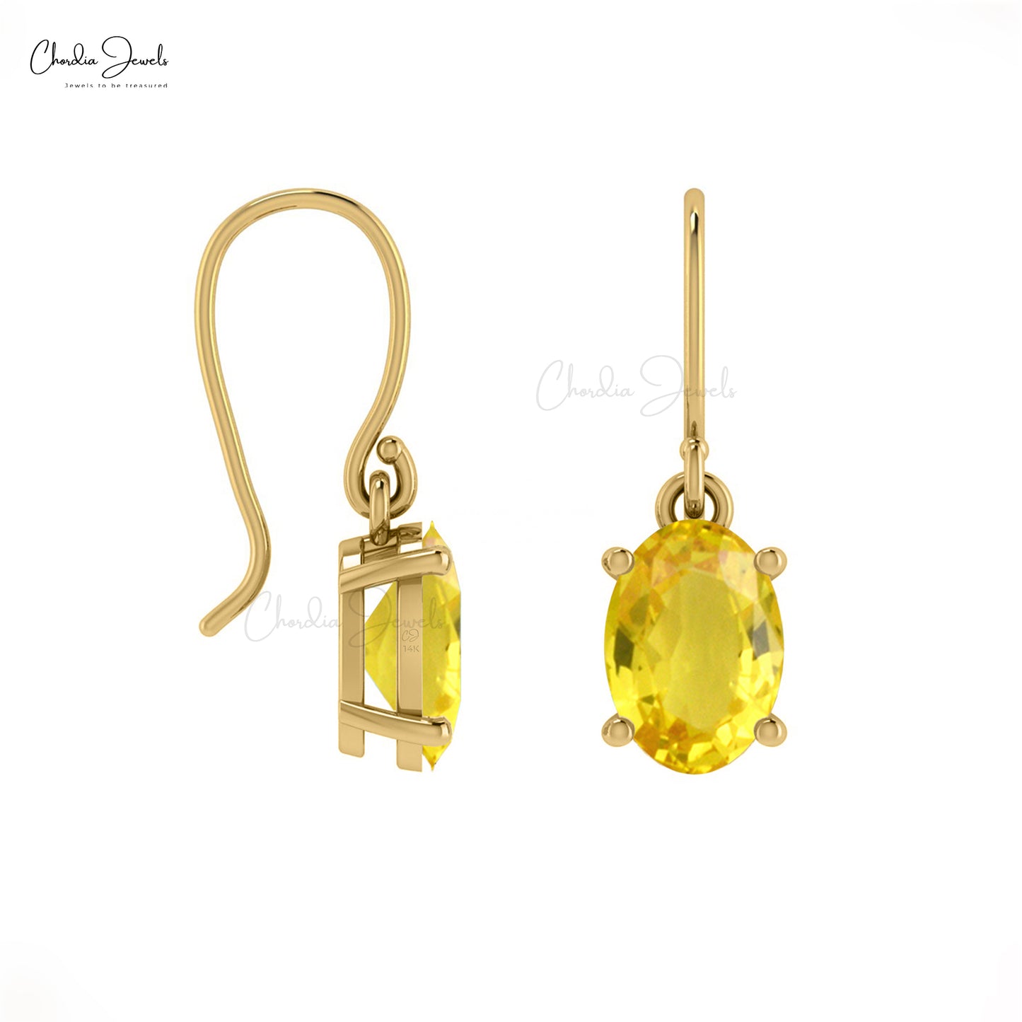 Buy Yellow Sapphire Dangle Earrings