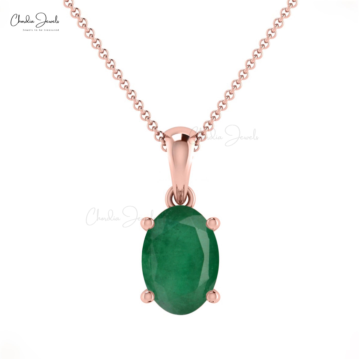 Solitaire 0.72ct Green Emerald Pendant 14k Real Gold Oval Gemstone Pendant For Birthday Gift 