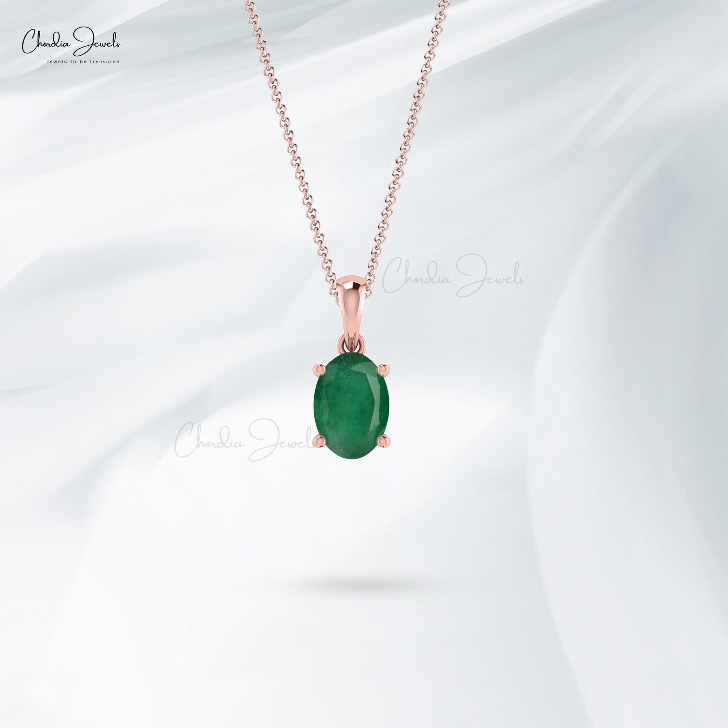 Solitaire 0.72ct Green Emerald Pendant 14k Real Gold Oval Gemstone Pendant For Birthday Gift 