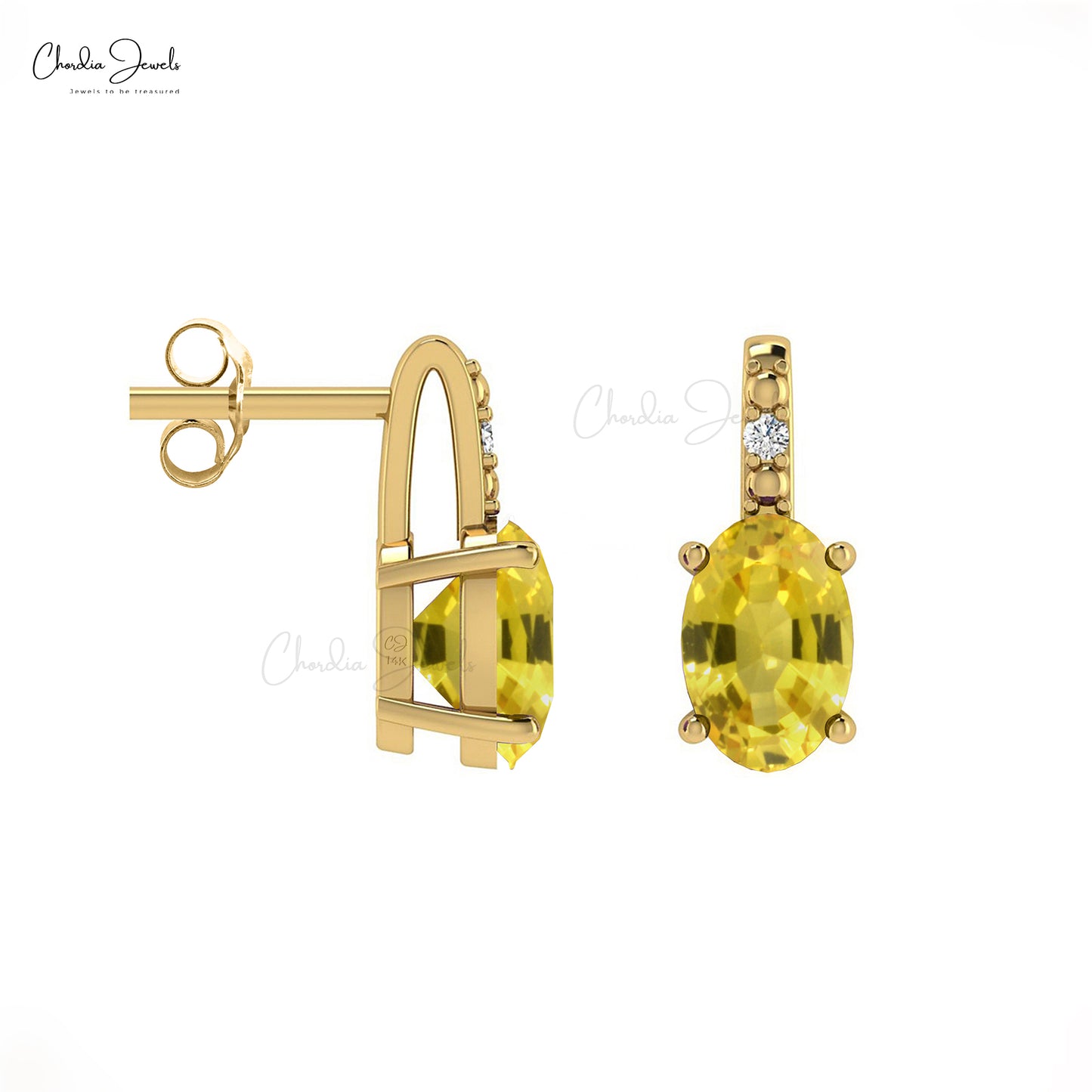 Yellow Sapphire Stud Earrings