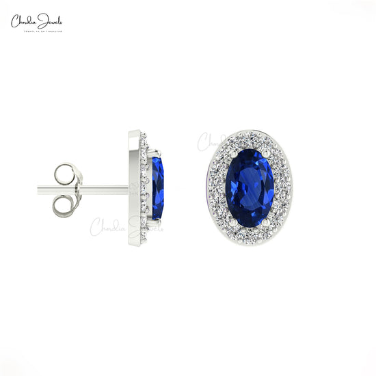 Sapphire Halo Earrings