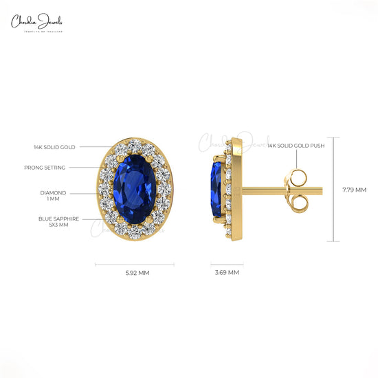 14k gold sapphire studs