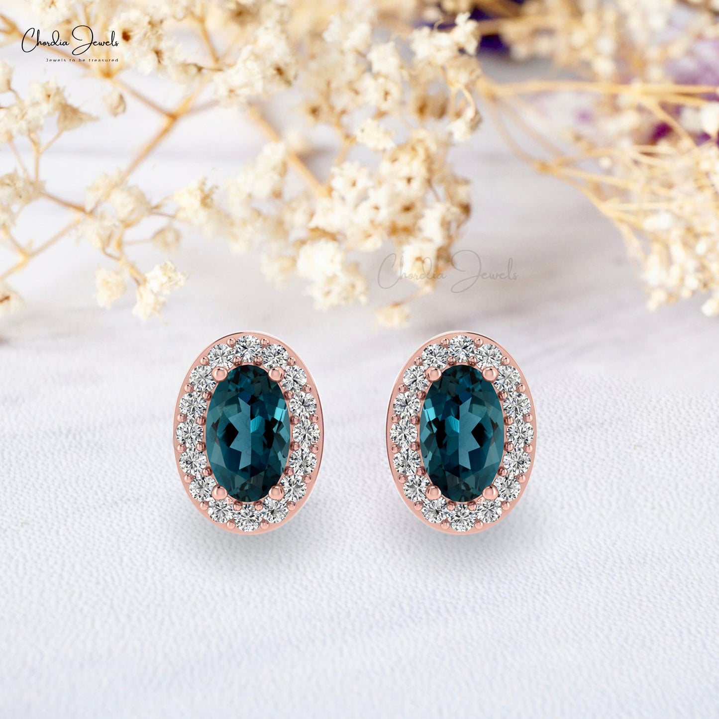 diamond & london topaz earrings