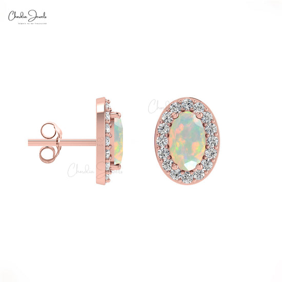 Load image into Gallery viewer, opal and diamond earrings
