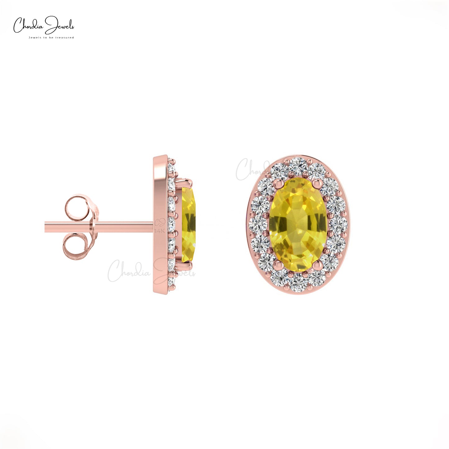 Load image into Gallery viewer, yellow sapphire stud earring
