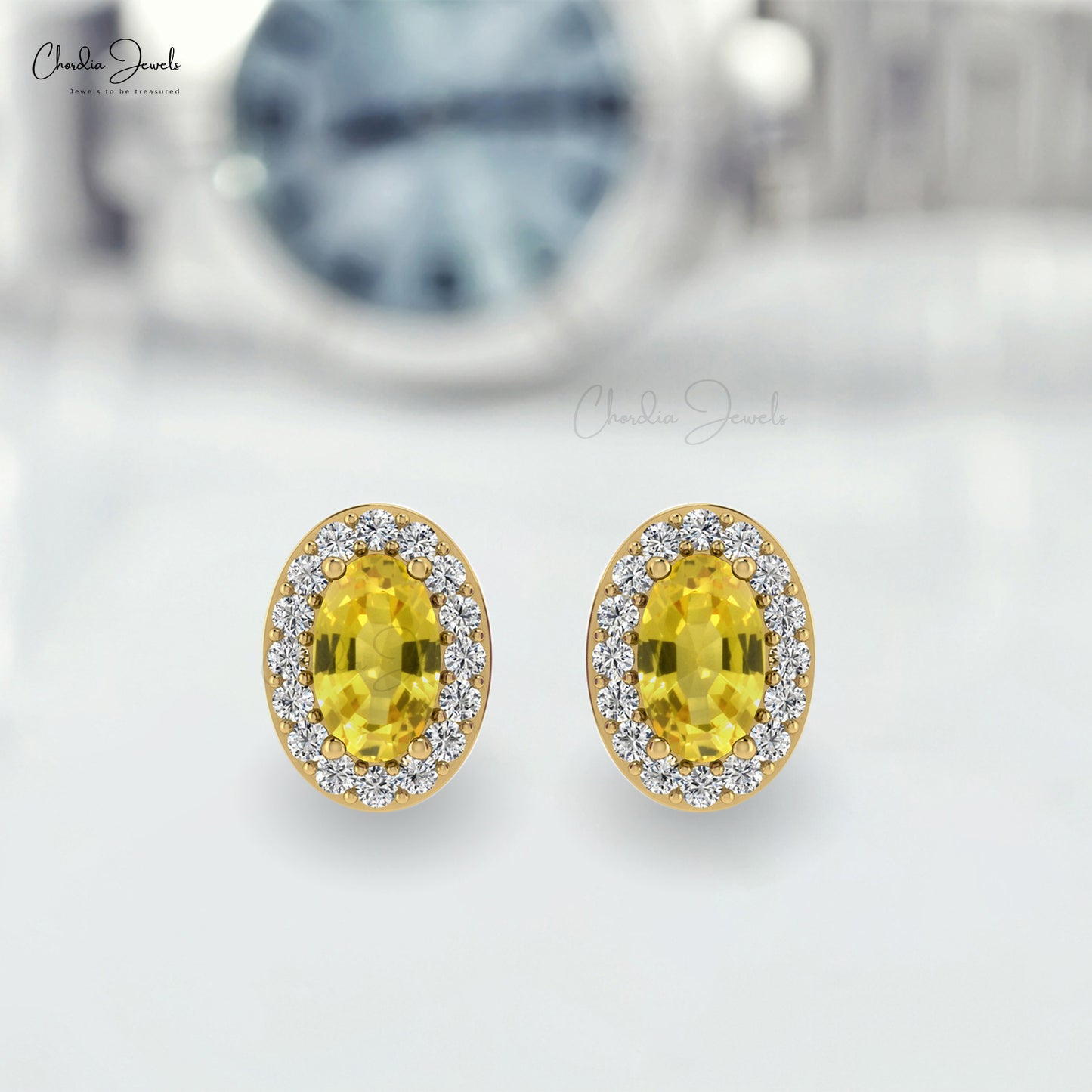 yellow sapphire diamond studs