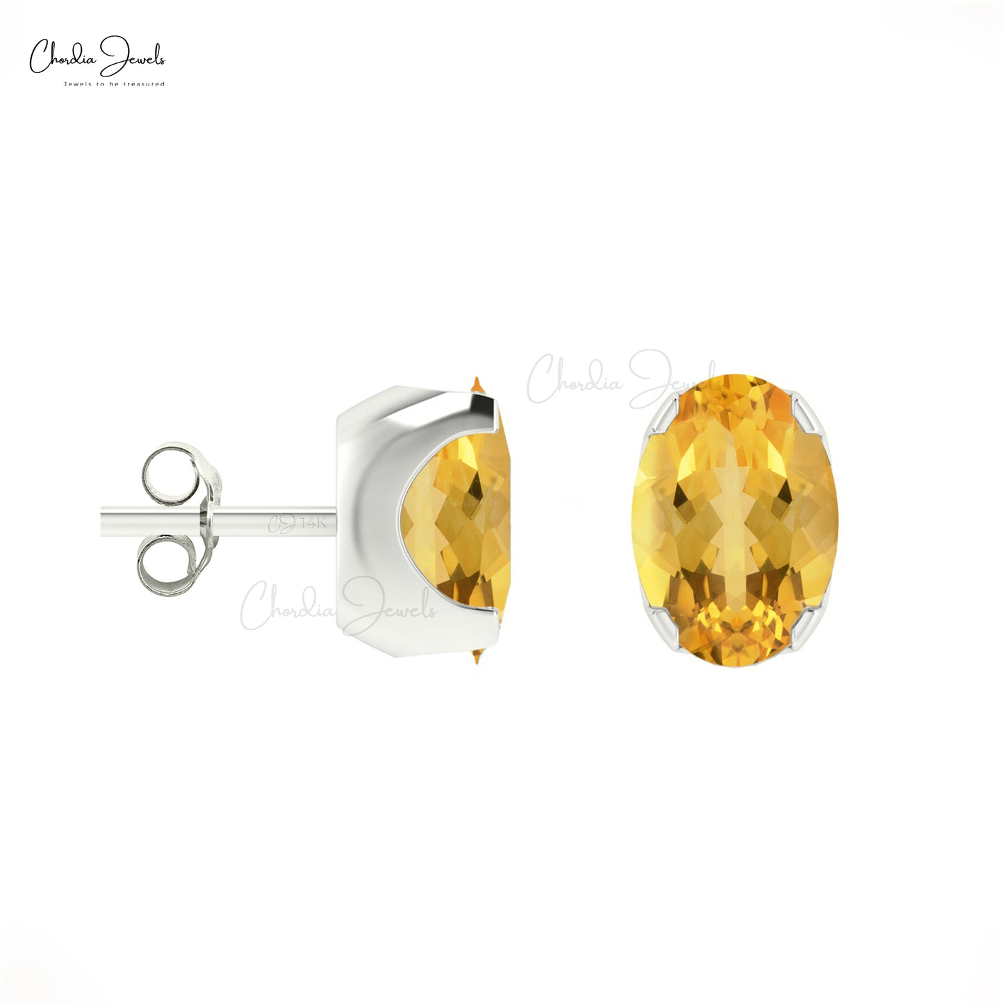 Buy Citrine Solitaire Stud Earrings 14k gold pendant at cheap price