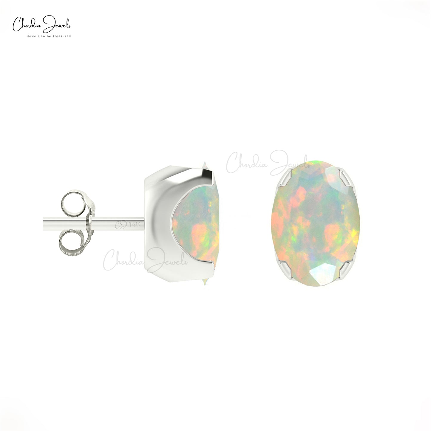 Opal Solitaire Earrings
