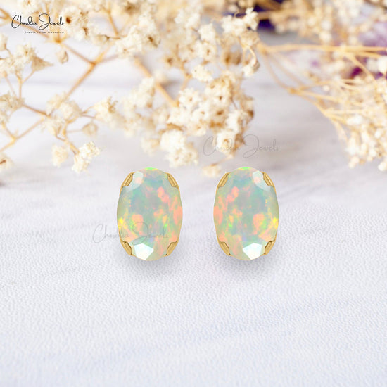 Opal Solitaire Earrings
