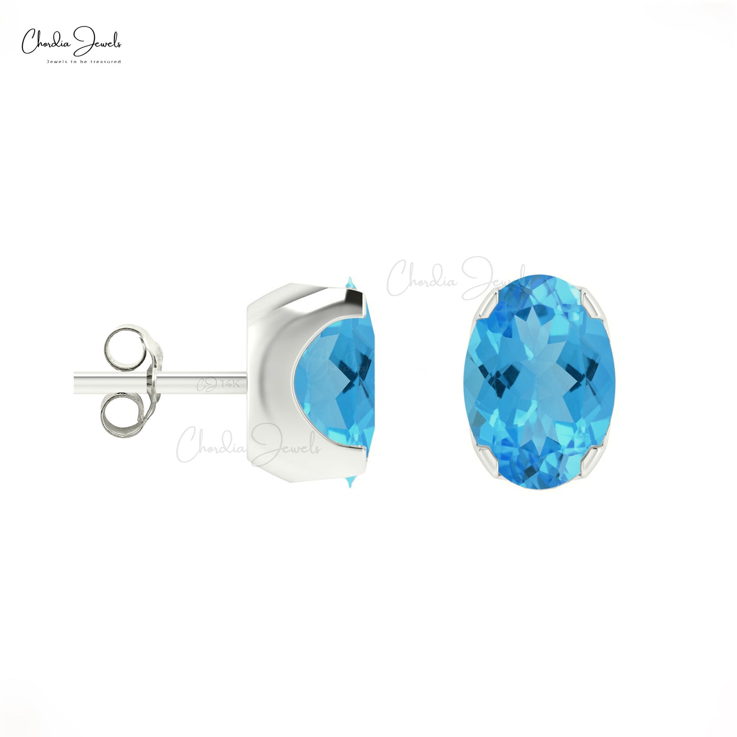 Buy Swiss Blue Topaz Solitaire Earrings