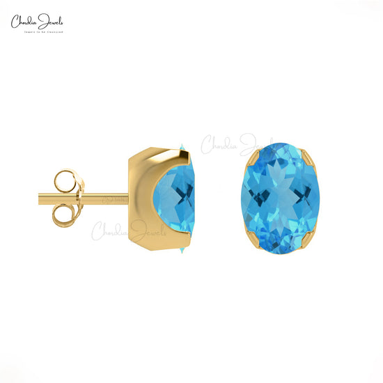 Buy Swiss Blue Topaz Solitaire Earrings