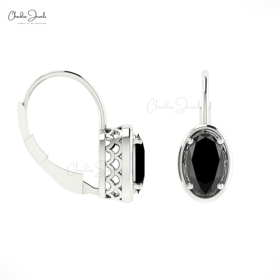 Load image into Gallery viewer, black diamond leverback earring
