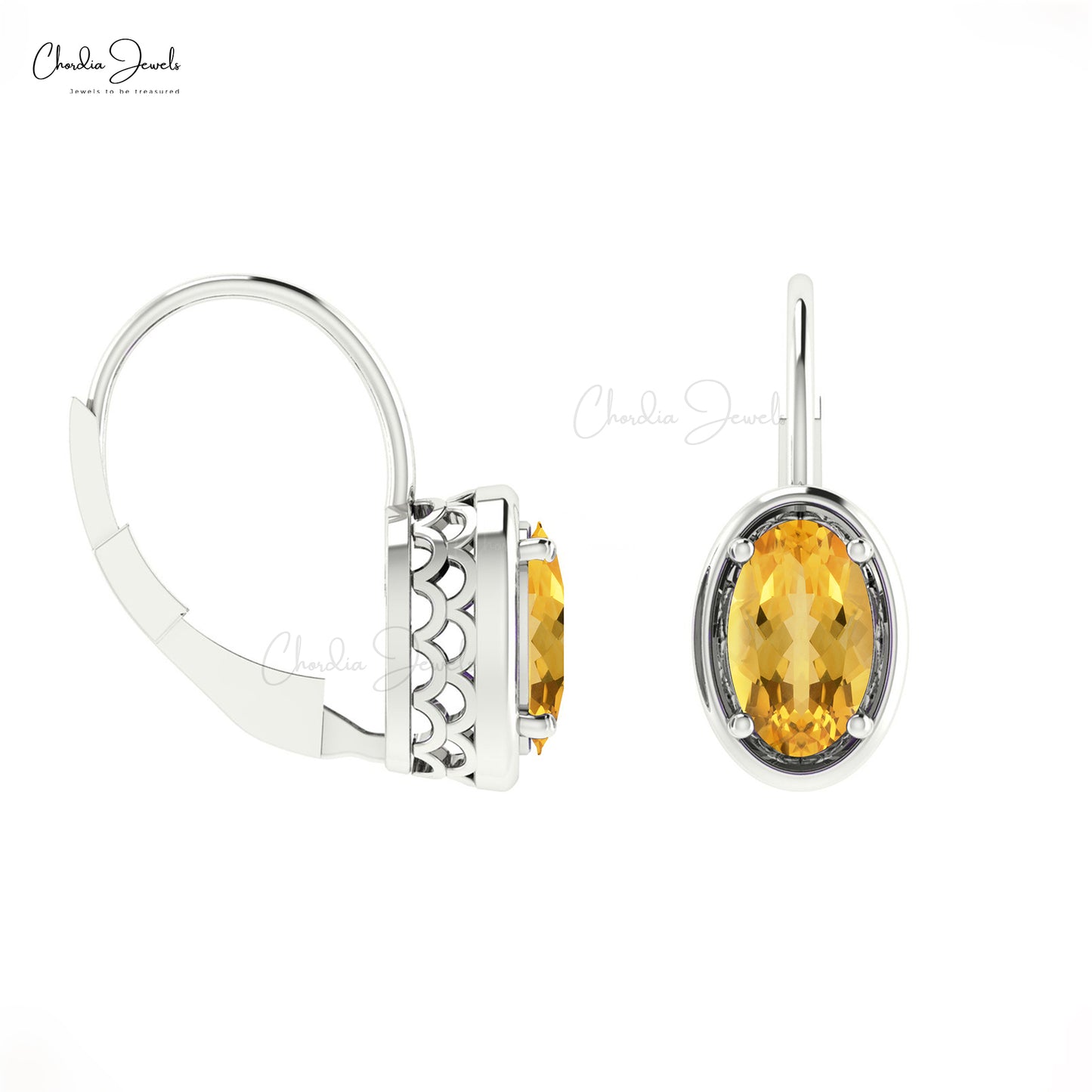 Genuine Citrine Gemstone Lever back Earrings 14k Solid Gold November Birthstone Earring