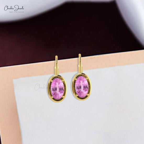 pink sapphire dangle earrings