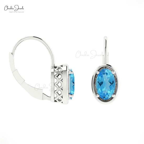 Buy Swiss Blue Topaz Earrings