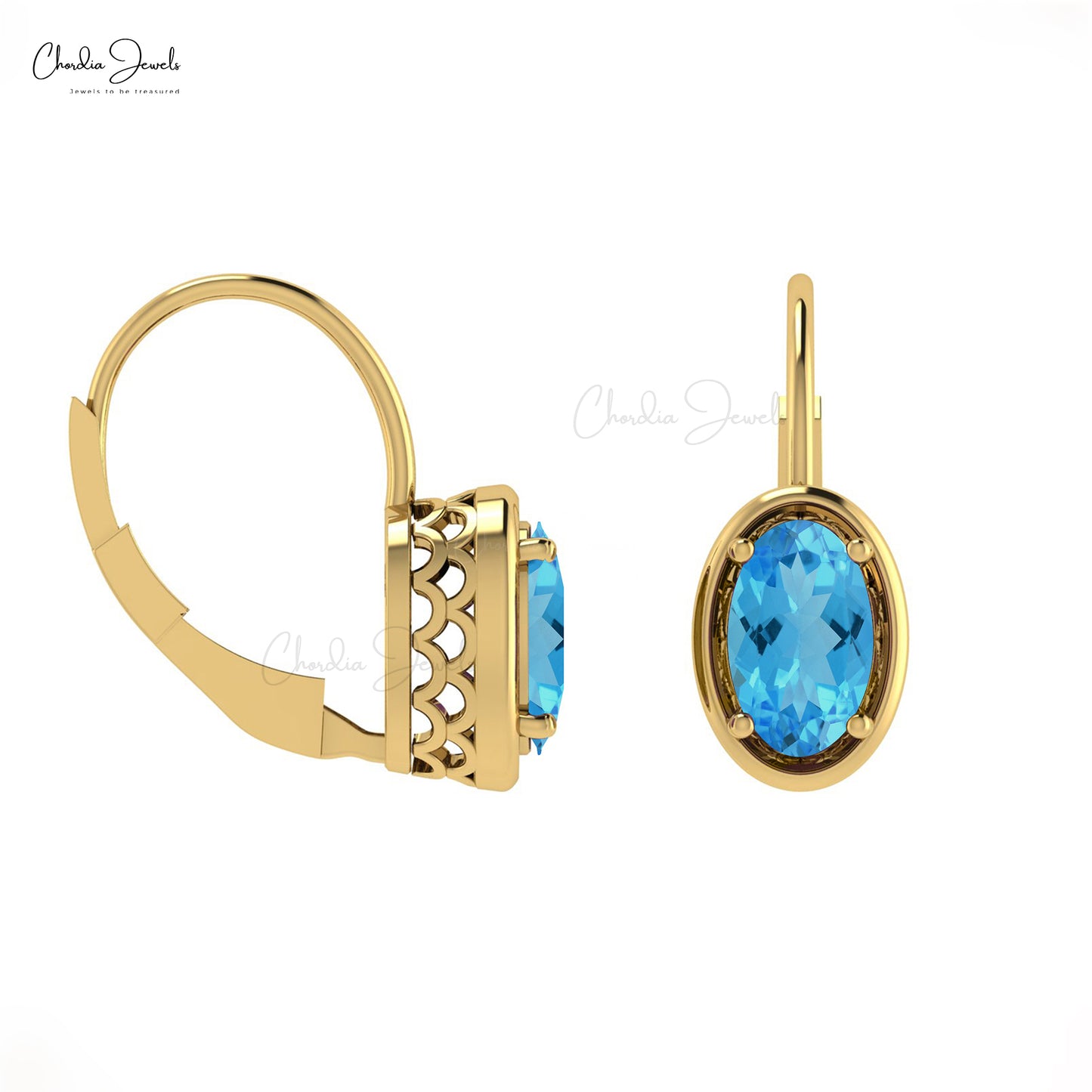 Buy Swiss Blue Topaz Earrings