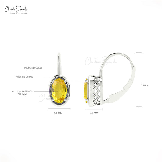 yellow sapphire leverback earrings