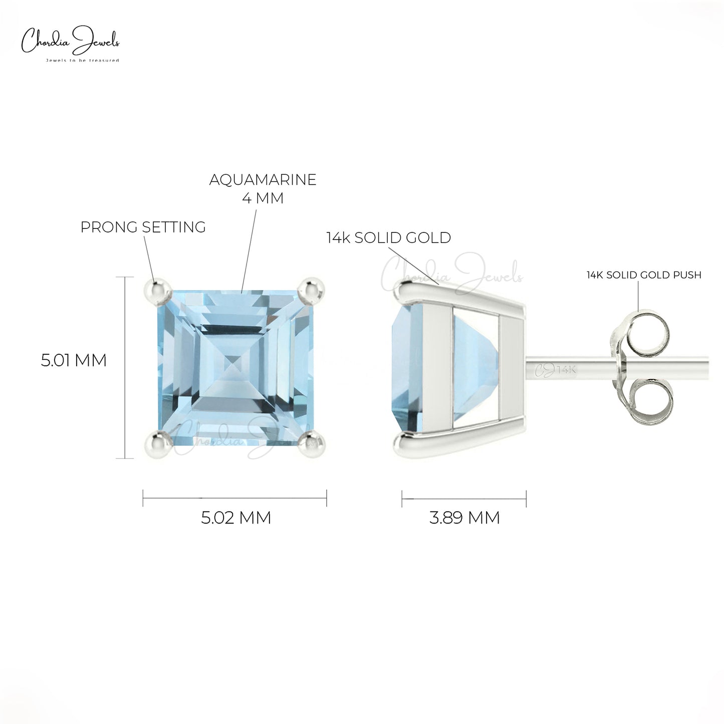 aquamarine stud earring