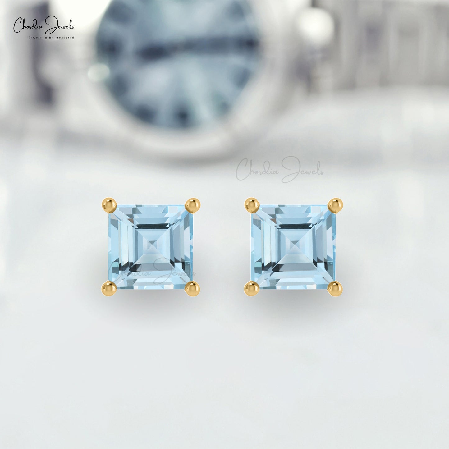 14k gold aquamarine studs