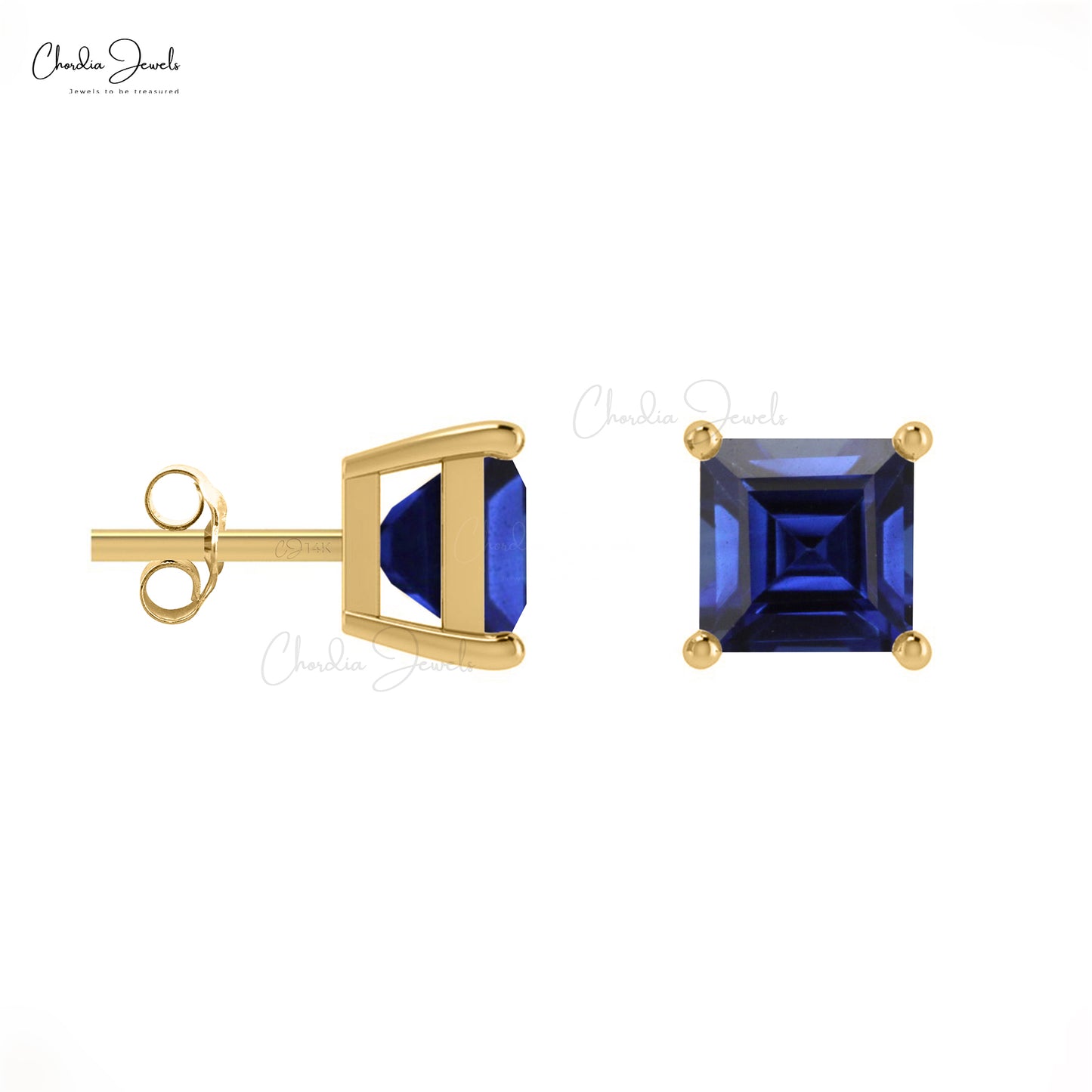 Load image into Gallery viewer, Solid 14k Gold Dainty Studs Genuine 0.7ct Blue Sapphire Solitaire Earrings For Gift

