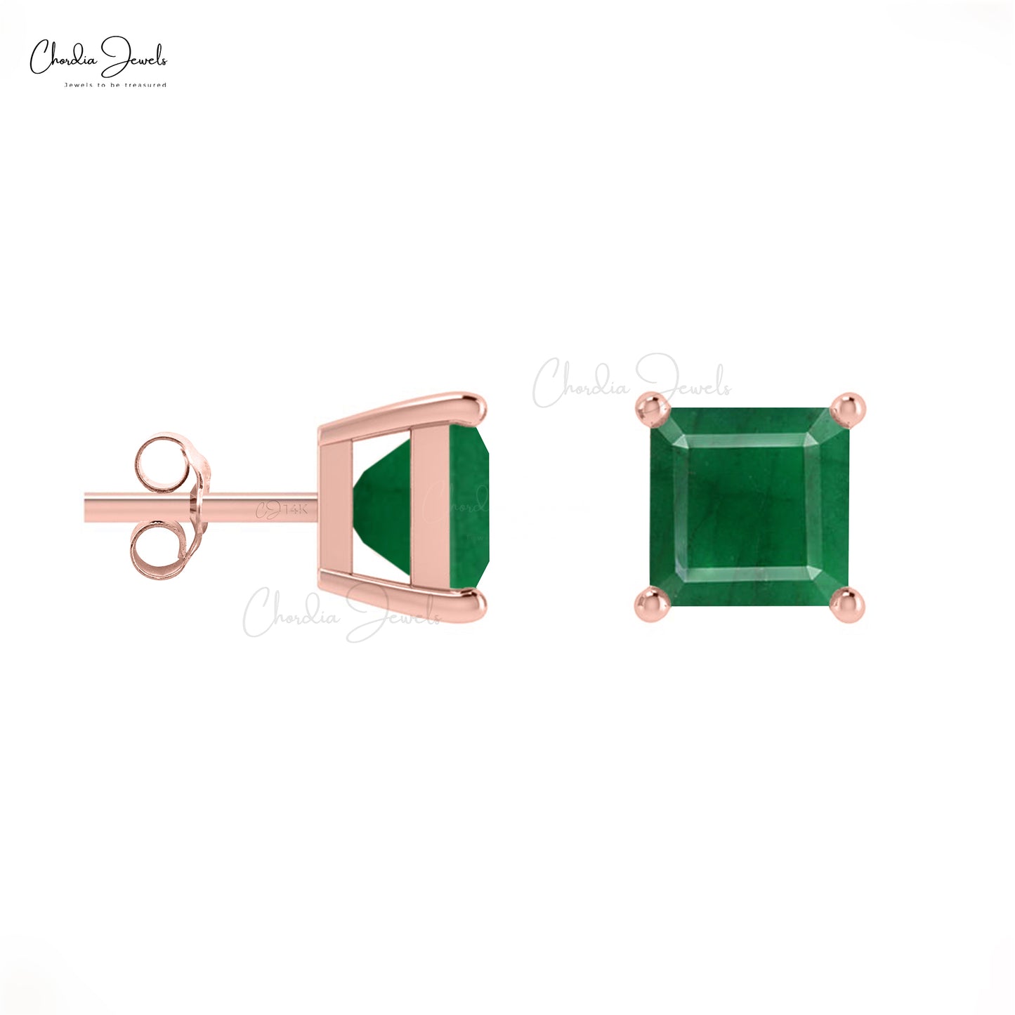 14k Gold Emerald Studs