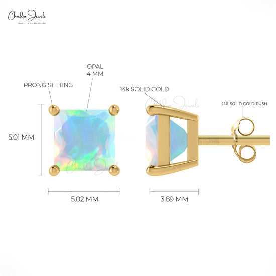 square opal solitaire studs