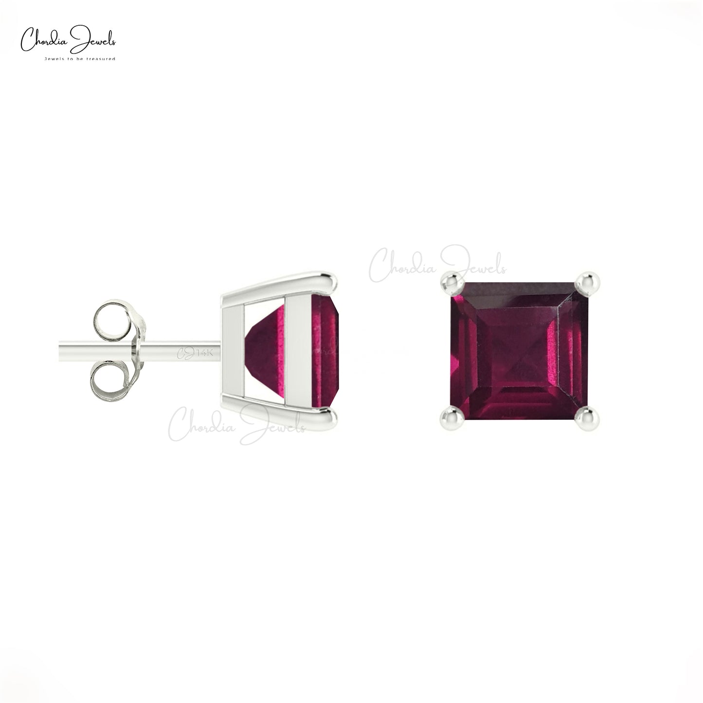 Load image into Gallery viewer, Natural 0.7ct Rhodolite Garnet Mini Studs 14k Real Gold January Birthstone Earrings For Love

