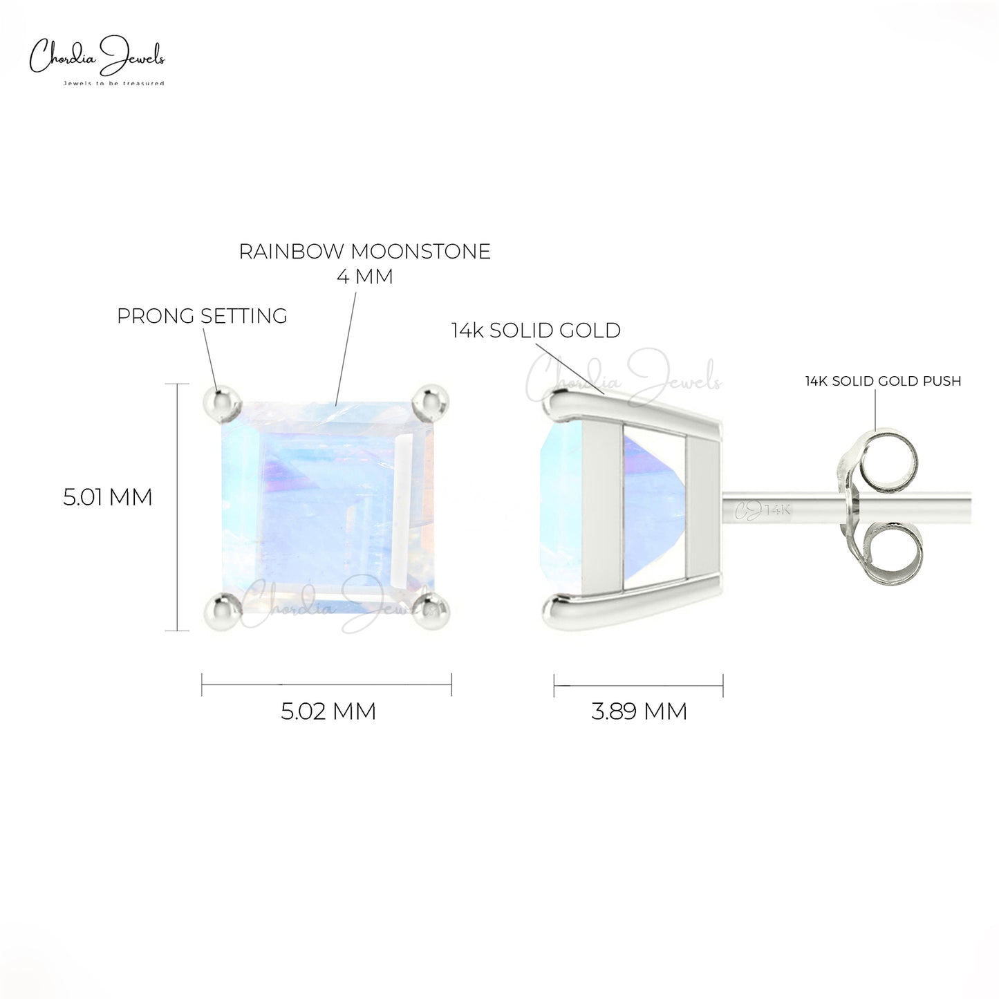 moonstone square studs