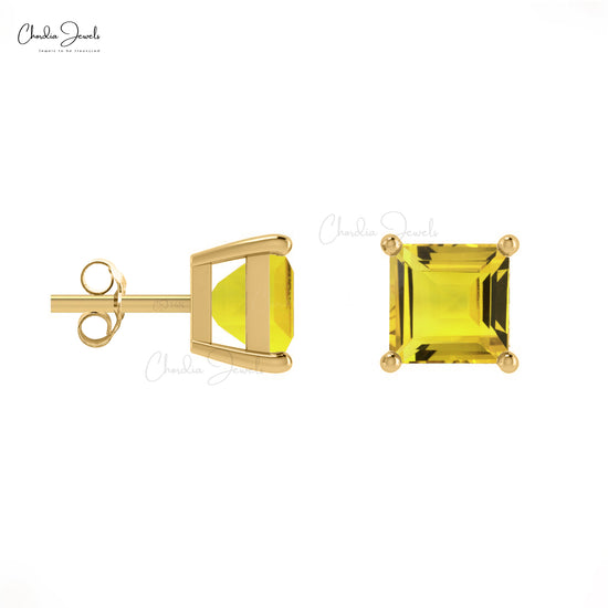 Load image into Gallery viewer, Natural 4mm Yellow Sapphire Solitaire Studs 14k Solid Gold Birthstone Earrings For Love
