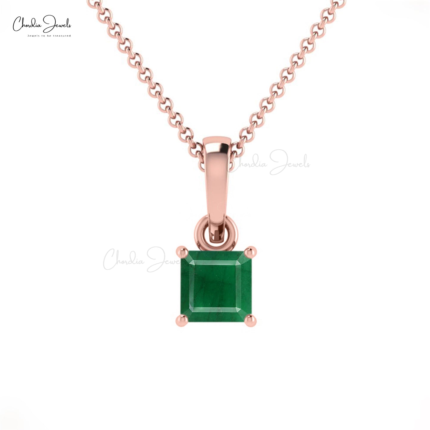 Natural 0.35ct Emerald Gemstone Pendant 14k Solid Gold Single Stone Pendant For Wedding Gift